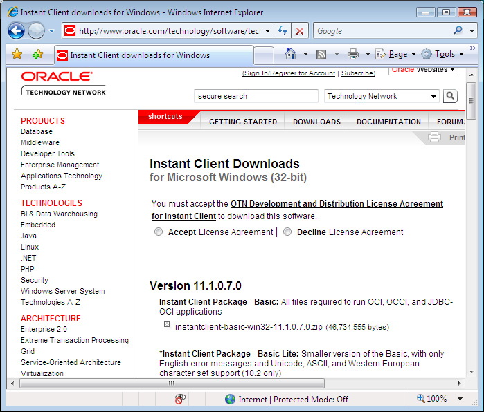 Installer Instant Client Oracle Windows Linux